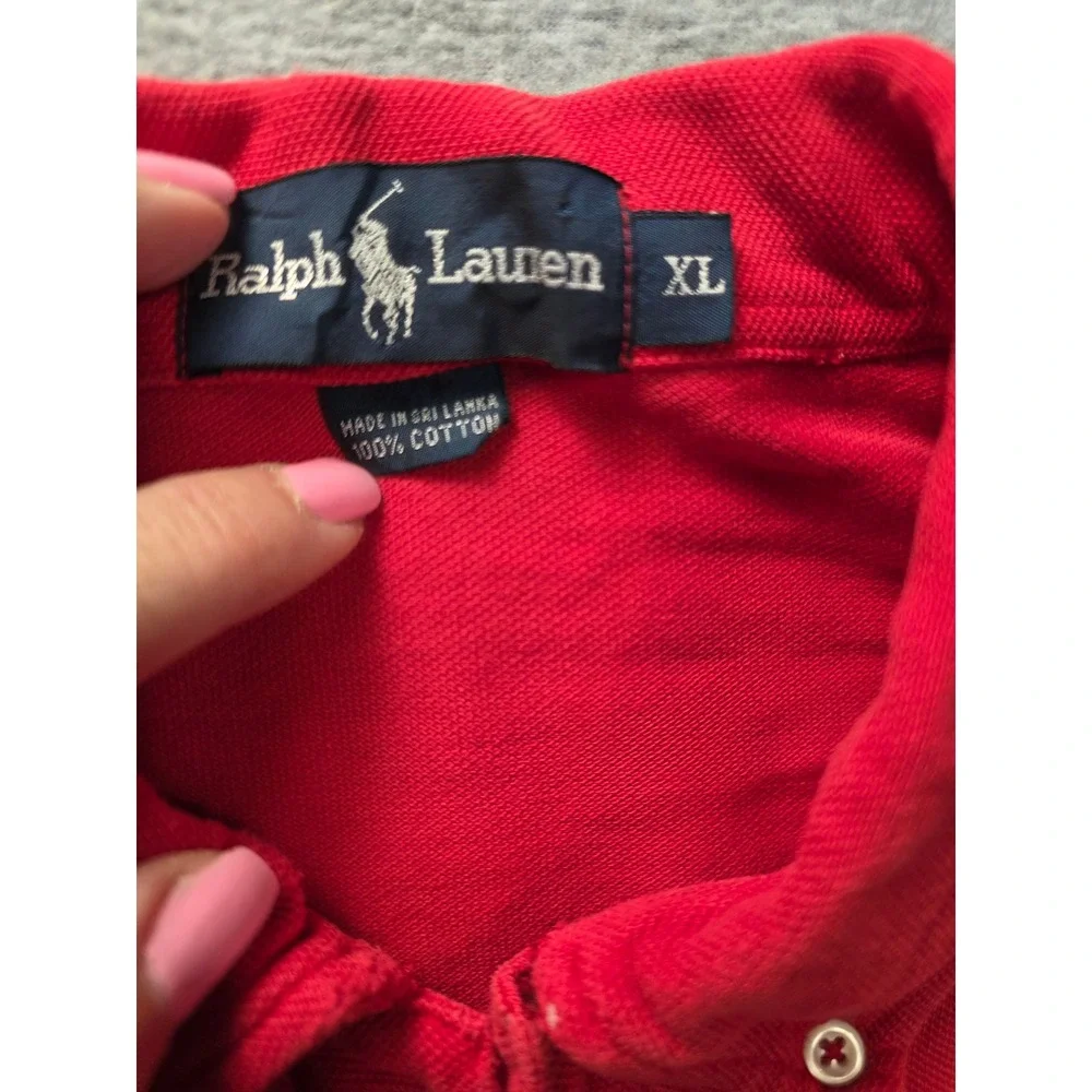 Ralph Lauren Mens XL Red Cotton Pique Pocket Polo Shirt Short Sleeve Button Down